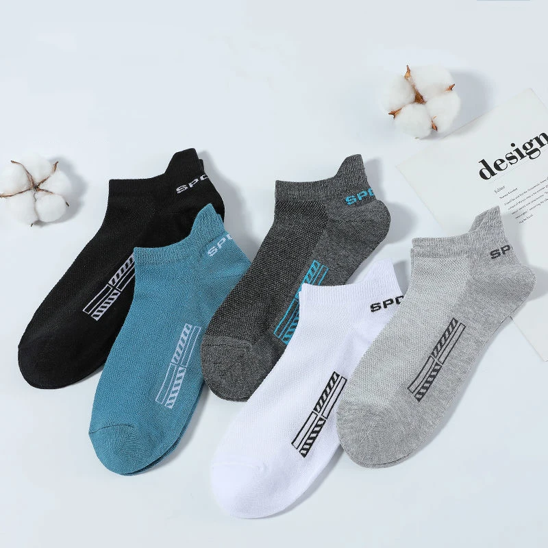 5Pairs High Quality Men Ankle Socks Breathable Cotton Sports Socks Mesh Casual Athletic Summer Thin Cut Short Sokken Size 38-42