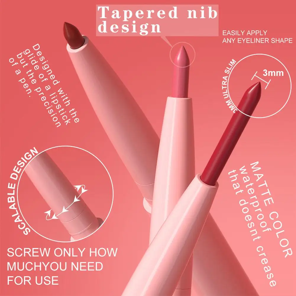 12 kleuren Matte Lip Liner Potlood Rode Contour Tint Lippenstift Langdurige non-stick Cup Hydraterende Lippen Make-Up cosmetica