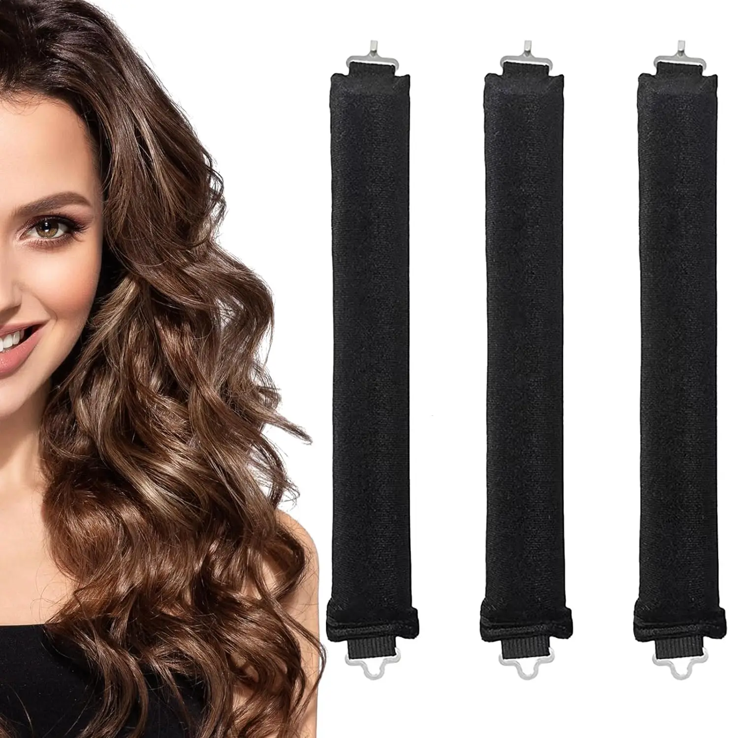 3-piece Velvet Flexible Rod Set Non Thermal Curling Iron Suitable for Medium To Long Hair, Can Produce Large Waves