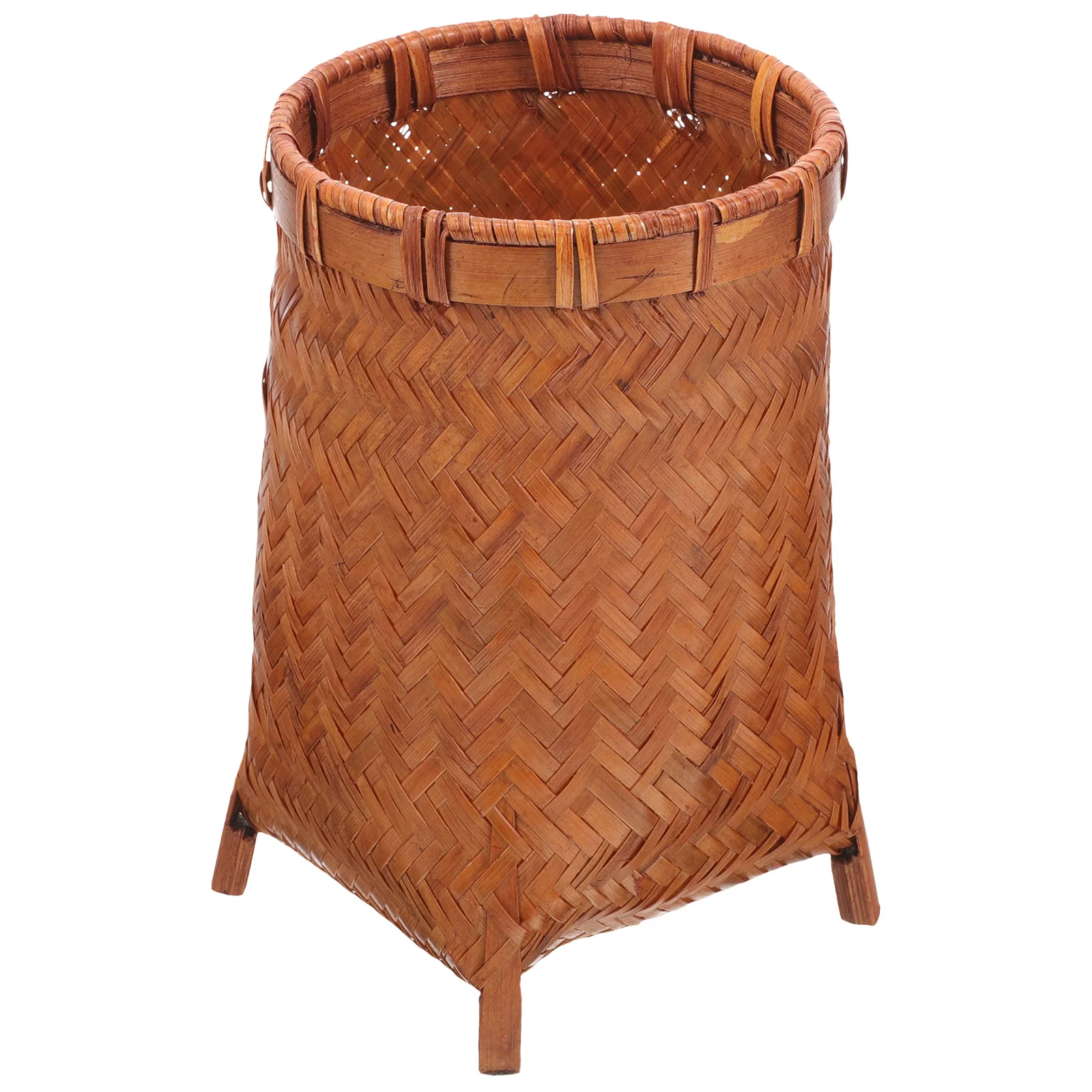 

Handwoven Bamboo Pen Holder Traditional Craftsmanship Stationery Storage Cup for Desk Organizer Tea Utensils and Cosmetics