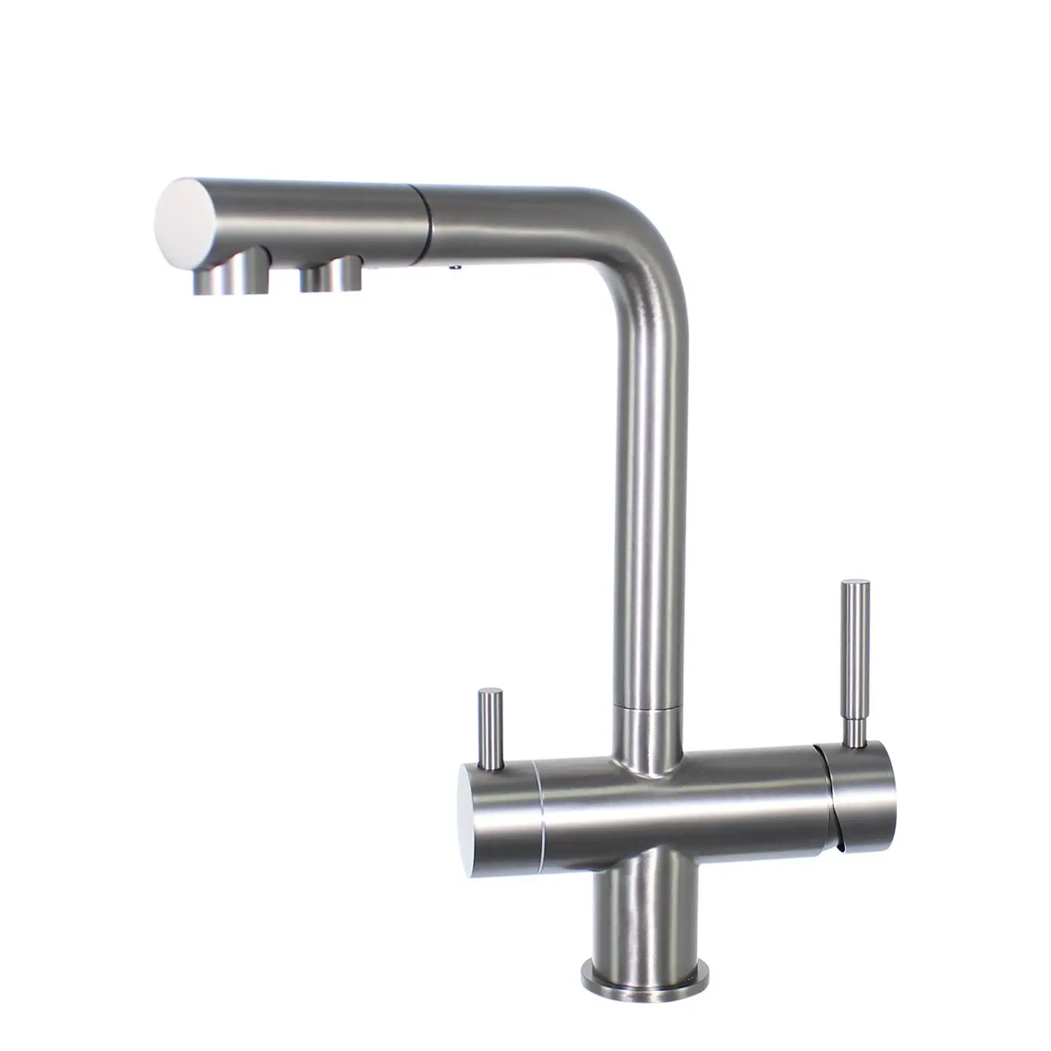 Popular Stainless Steel Pull Out Shower 3 Way Tap Filtered Water Three Way Lever Kitchen Faucet Gun Metal Gray Kitchen Faucet