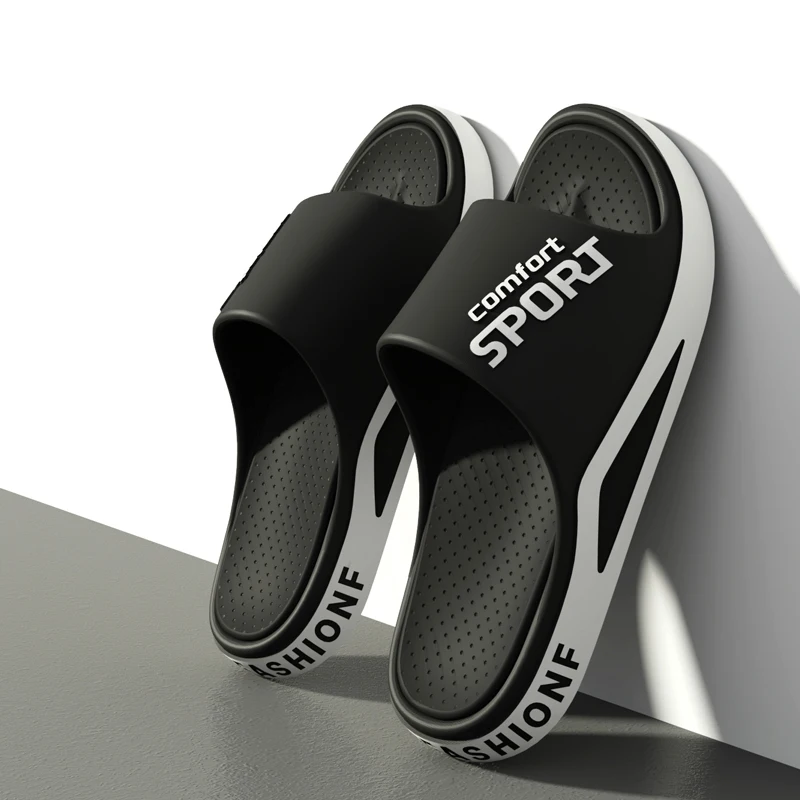 Men's Fashion Slide Sandals Summer Non-Slip Comfortable Flat Sole Slippers for Indoor & Outdoor Wear Trendy Breathable Home Shoe