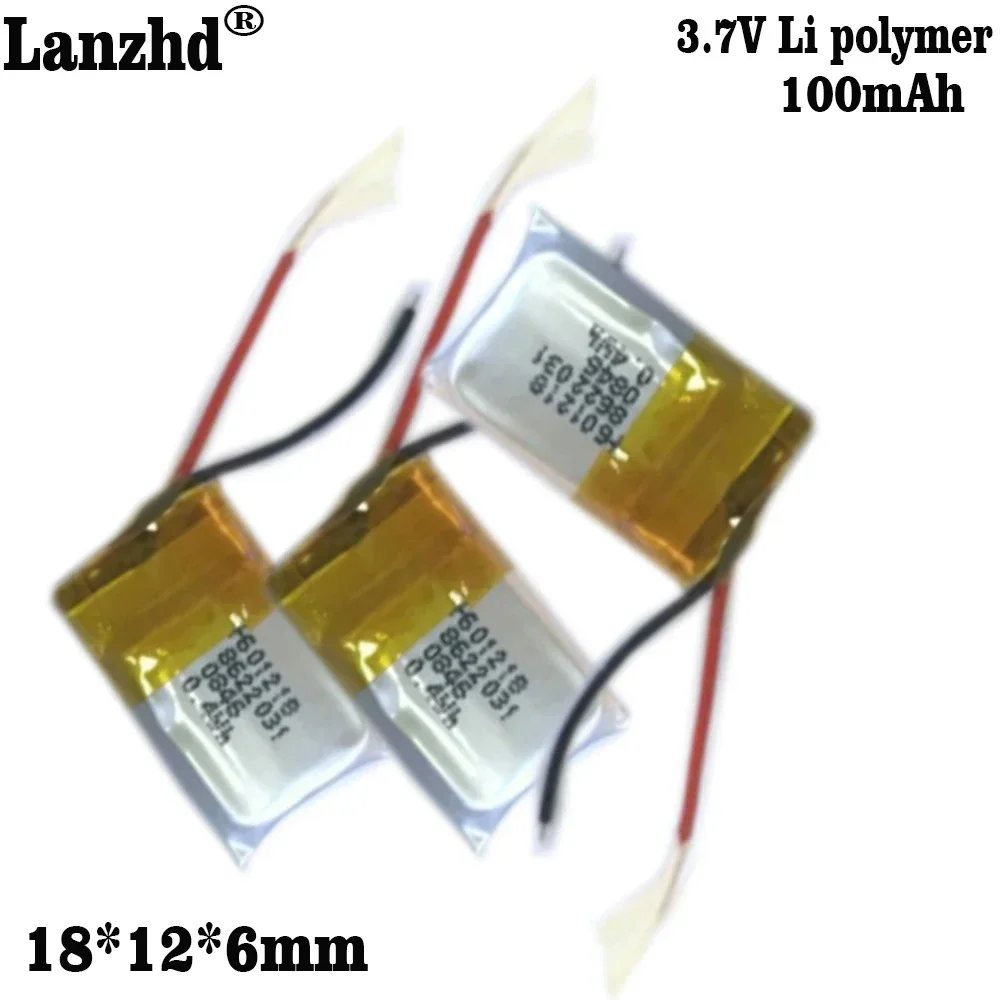 

3.7V 100mAh 601218 Lithium Polymer Li-Po li ion Rechargeable Battery cells For Mp3 MP4 MP5 GPS PSP mobile bluetooth Battery