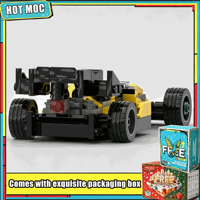 182PCS Yellow Black Form Racing Car Model Speed F1 Vehicle Building Block Creative Assembly Educational Collectible Home Gift