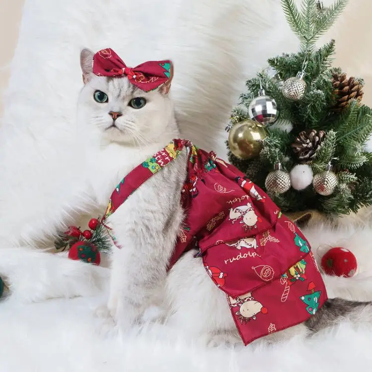 New Pet Christmas Plaid Dress Fashion Dog Dress Cat Party Dress Classic Fashion Birthday Gift Cat Accessories Pet Items