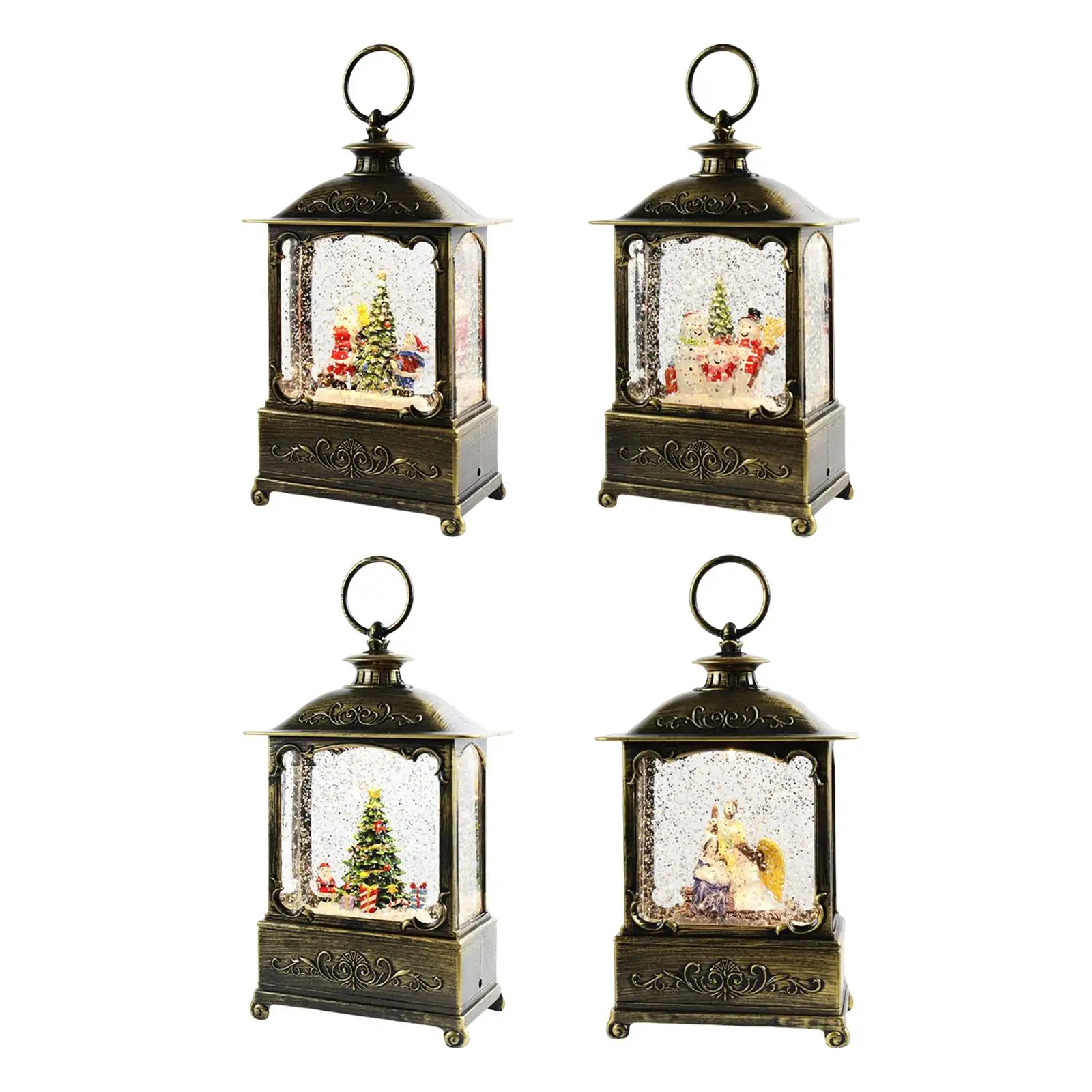 Portable Christmas Music Box Lantern Rotatable Battery Operated for Ornament