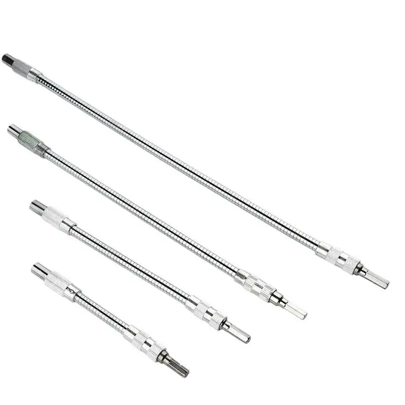 300mm Silver Hexagonal Handle Metal Universal Flexible Shaft Directional Screwdriver Connection Extension Rod Tool Accessory