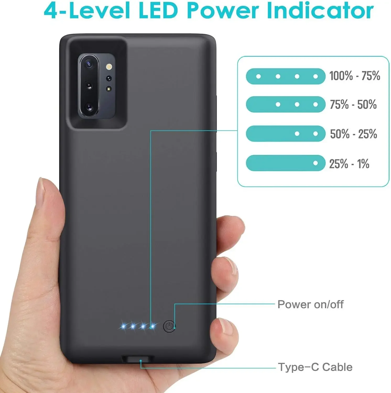 Imagem -05 - Tampa de Carregamento Portátil para Galaxy Note 10 Caixa de Bateria Bateria Estendida Banco de Potência 8500mah 5g