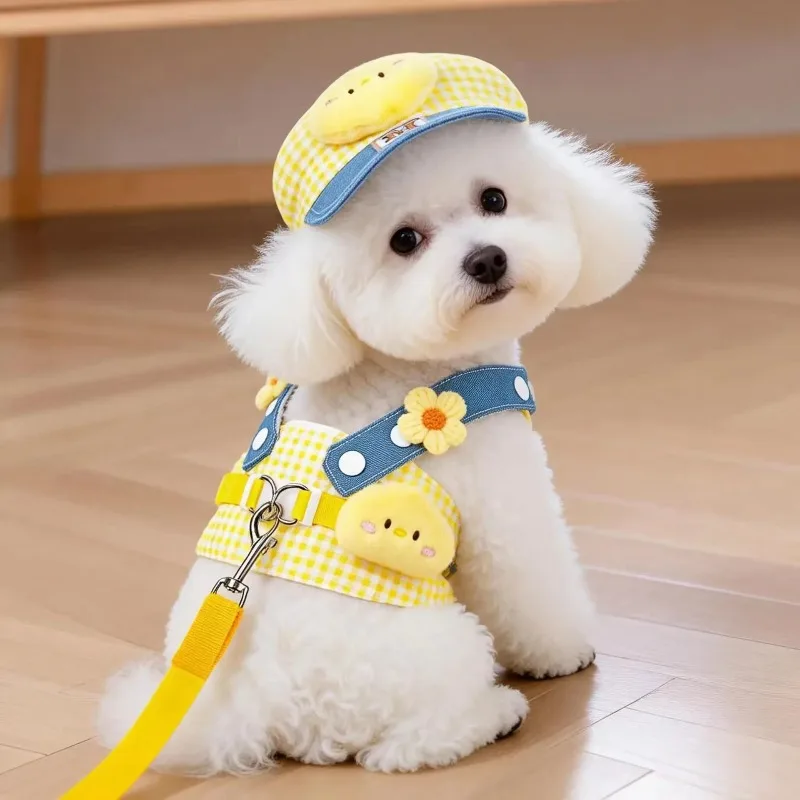 Cute Cartoon Dog Harness Vest With Adjustable Traction Rope Pet Walking Clothes For Teddy Bichon Pomeranian Small Dogs Outdoor - view 4