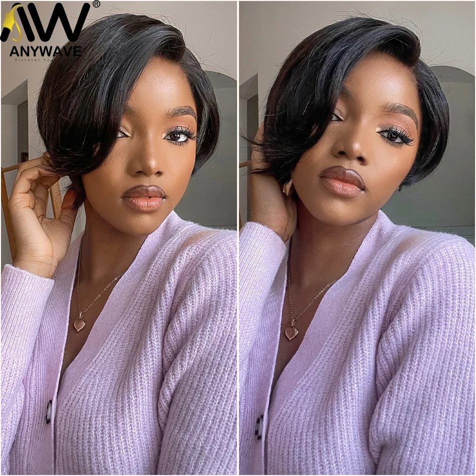 150% Density Pixie Cut Wig Glueless Transparent T-Part Lace Front Human Hair Wig For Women Brazilian Remy Hair Short Bob On Sale