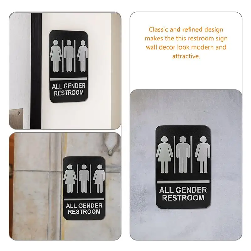 Sign Restroom Bathroom Signs Toilet Unisex Door Braille Business Gender Decor All Wc Symbol Washroom Funny Wall Men Women Office