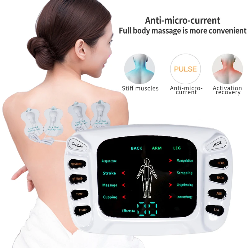 8-Mode 15 Levels Dual Channel TENS Pulse Muscle Stimulator Full Body Massager EMS Pulse Acupuncture Best Massager For Body Pad