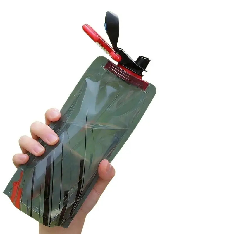 @*690ml Collapsible Soft Water Pouch Reusable Portable Water Bottle with Handle for Gym Camping Hiking Daily Use