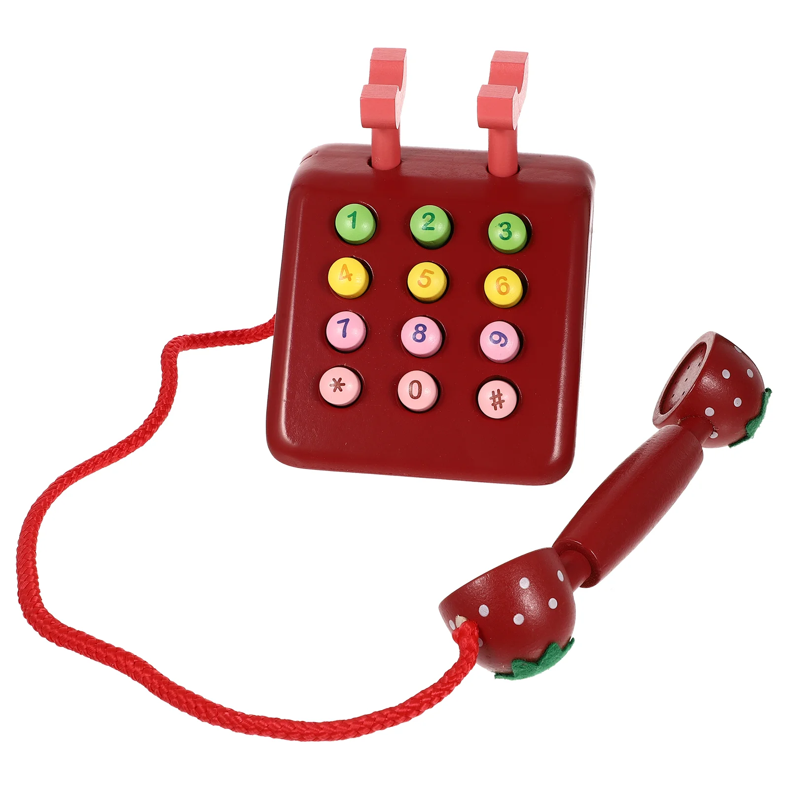 Mini brinquedos para telefone de madeira para crianças, brincadeira infantil, simulação cognitiva, discagem infantil, eletrodoméstico