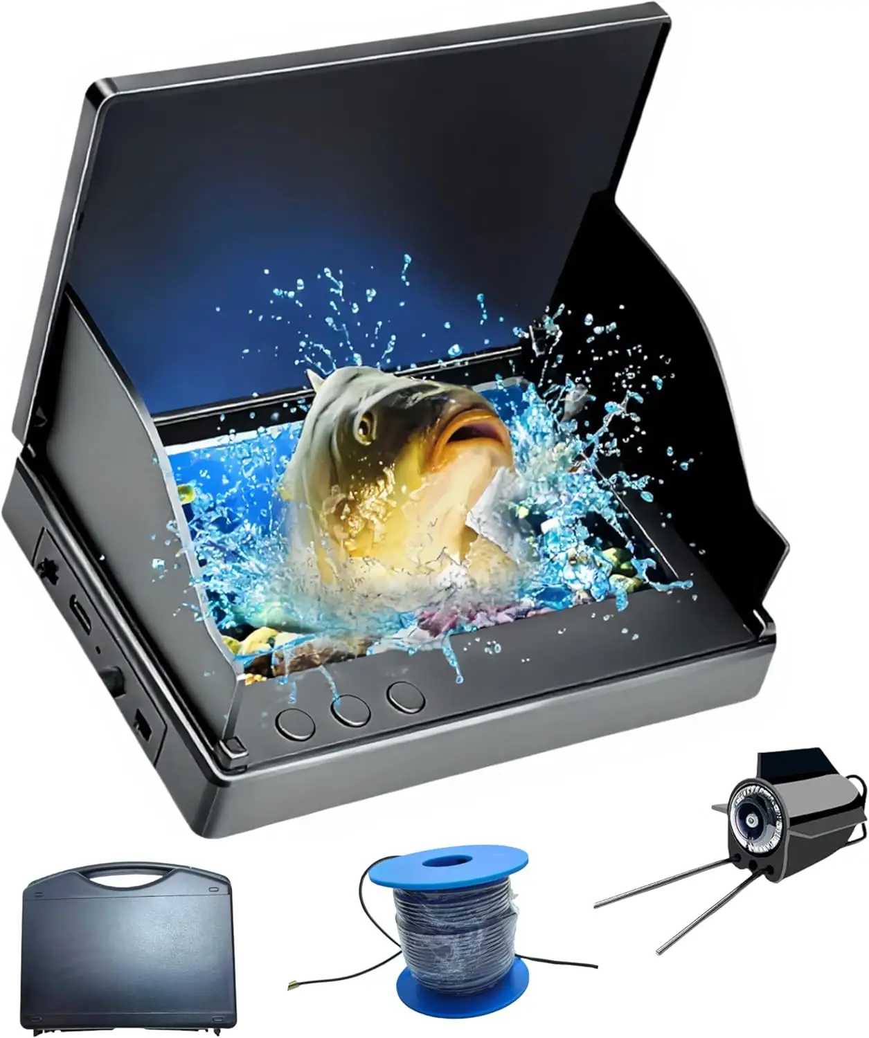 

Камера для подводной рыбалки (камера для рыбалки) с 5-дюймовым IPS-экраном и инфракрасным ночным видением, водонепроницаемым кабелем IP68 для льда, лодки