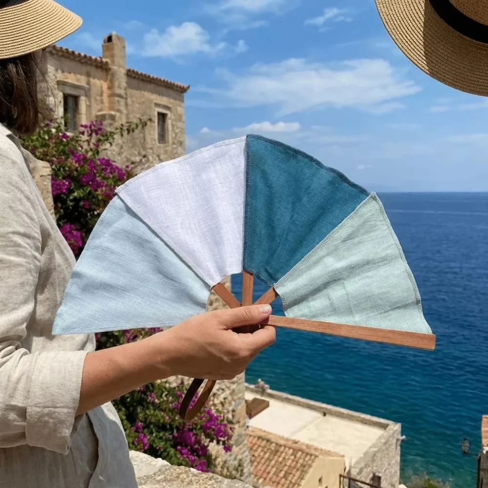 Cloth Fan Embroidered Spanish Folding Fan Vintage Hanging Decorative Fan Multipurpose Portable Hand Cranked Fan Photography