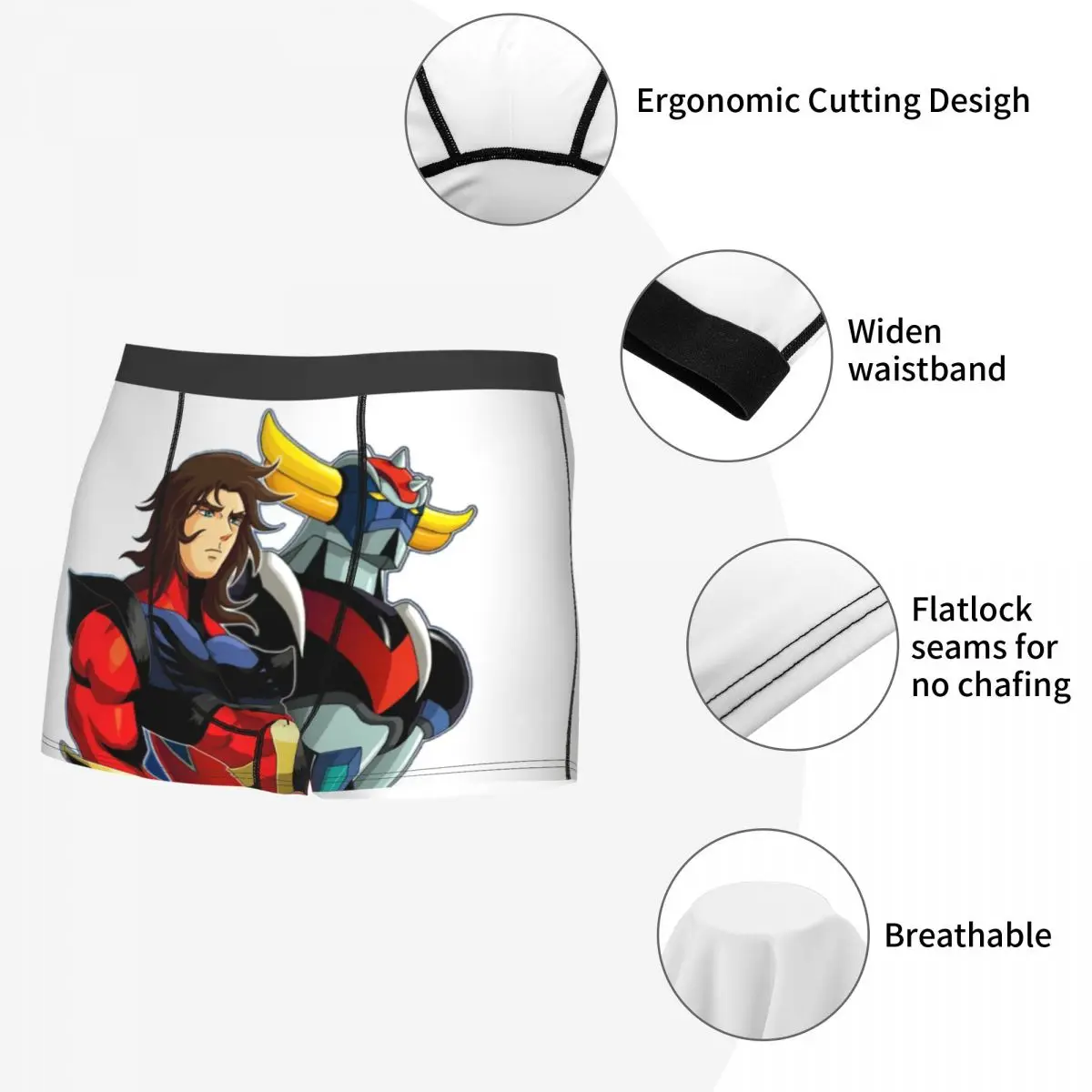 مخصص Grendizer المعادن الملاكمين السراويل الرجال Ufo روبوت Goldorak اليابان أنيمي مانغا مازنجر Z ملخصات الملابس الداخلية الجدة السروال