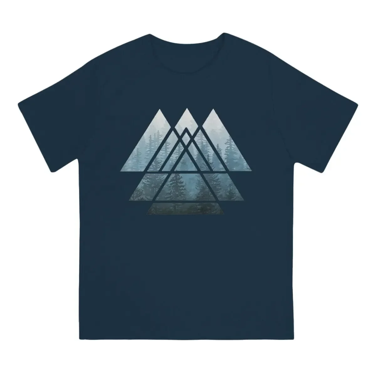 Cotton T Shirt Sacred Geometry Triangles - Misty Forest  Novelty Cool Men's t-shirt short sleeve