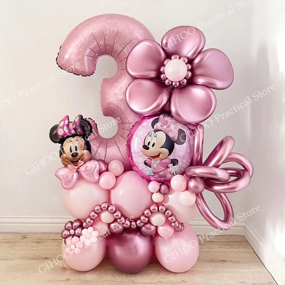 40pcs/Set Disney Minnie Mouse Head Foil Balloon 40inch Pink Number Helium Globos Kids Birthday Party Decor Baby Shower Air Balls