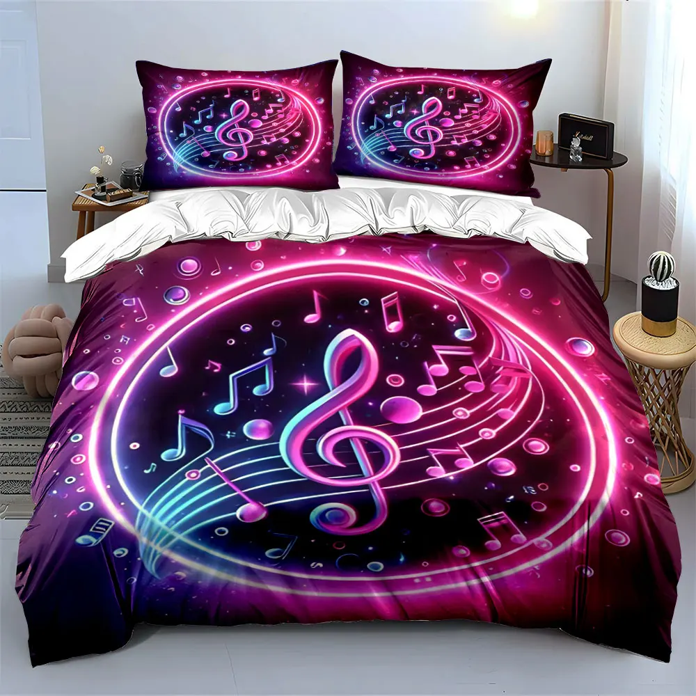 Music-Themed Decorative Set for Events Soft Skin-Friendly Bedding Set Includes 1 Duvet Cover And 2 Pillowcase, Gift