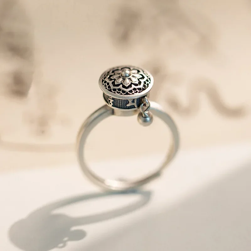 حلقة قلق مضادة للإجهاد للنساء ، خواتم إصبع زهرة ماندالا ، حلقات دوار مفتوحة قابلة للتعديل ، مجوهرات