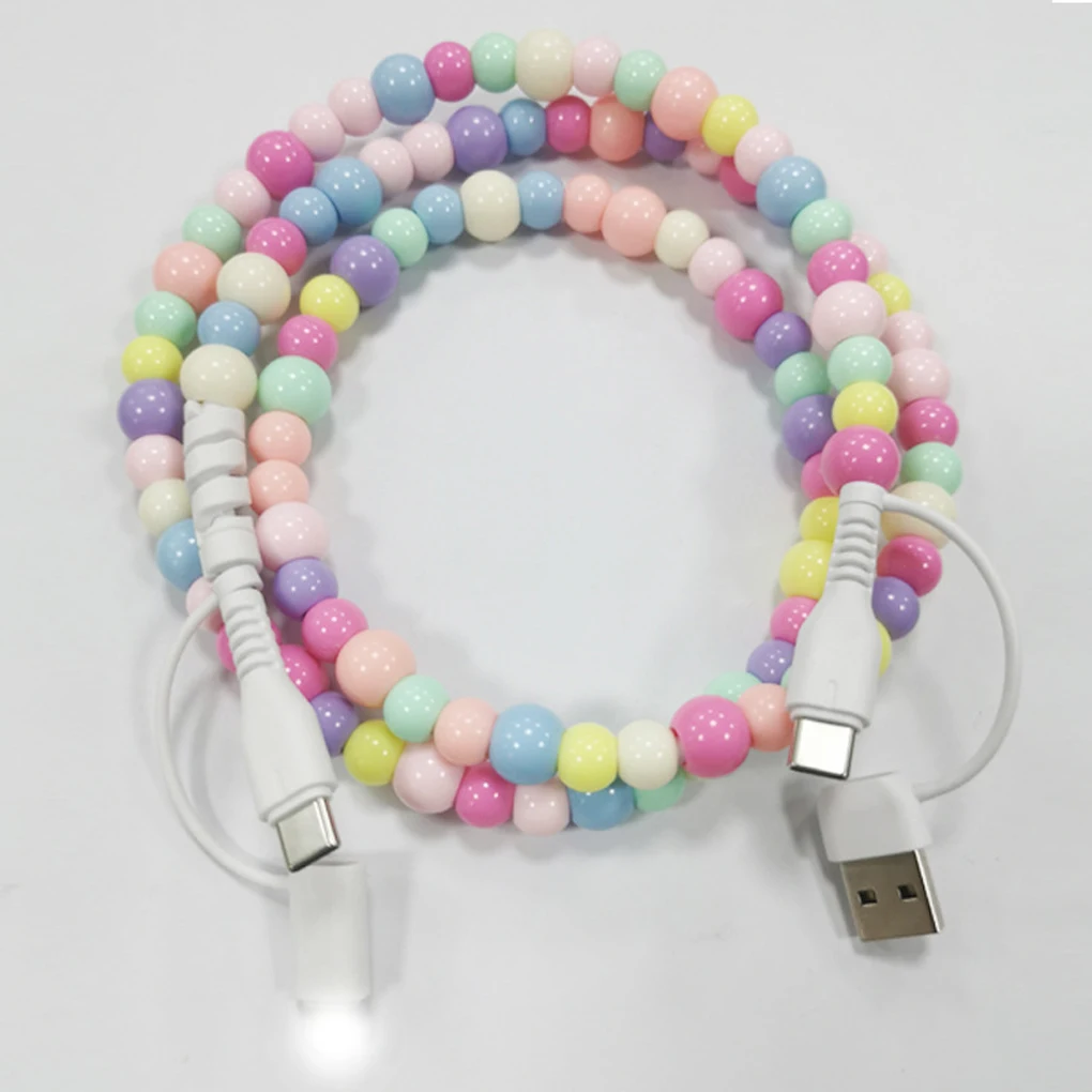 Acrylic Data Transmison Cable Type-c Charger Beaded Charging Cord For Various Devices USB C Charger 4 In 1 Fast Charging Cable