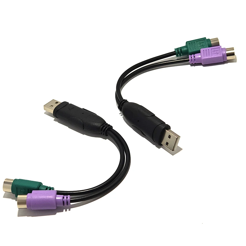 USB Male to PS2 Adapter Cable Dual Conversion MD6*2 USB to PS/2 Interface PS2 1/2 Mouse, Keyboard, Round Head Extension Cable