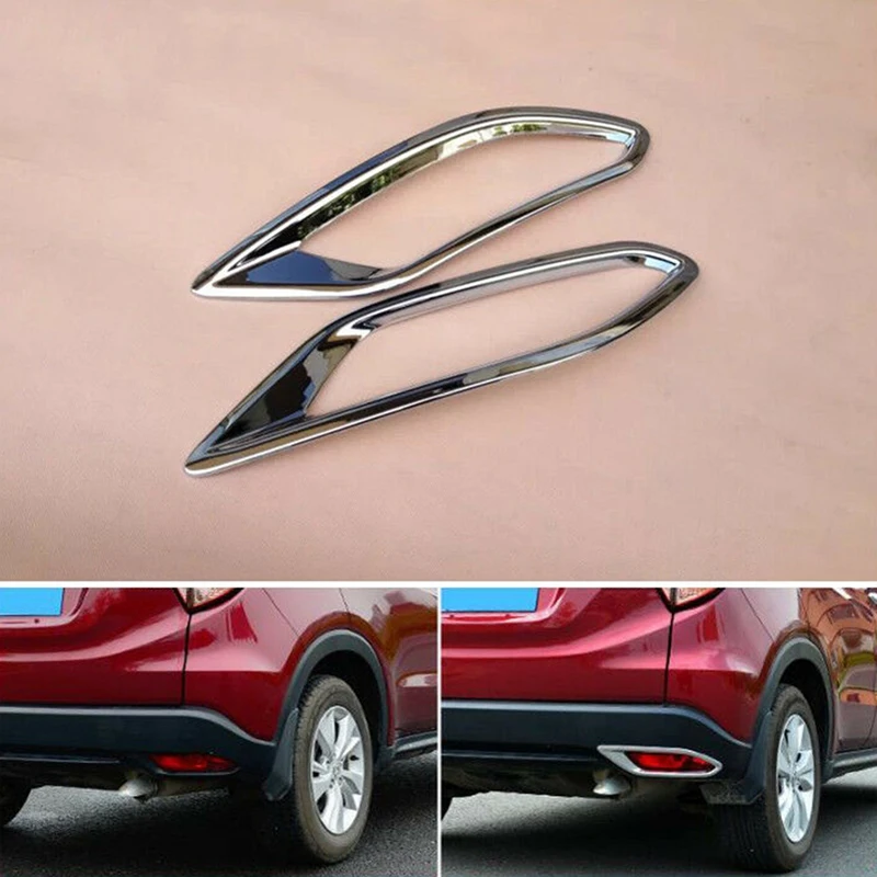 Chrome Rear Bumper Fog Reflex Light Cover Trim Molding Lamp Garnish For HONDA VEZEL HRV HR-V 2014-2019