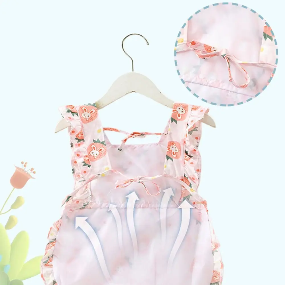 Śliniak dla niemowląt, wodoodporny, z motywem kreskówkowym, chustka na ślinę, fartuszek do odbijania, styl sukienki księżniczki, królik, bez rękawów, letni.