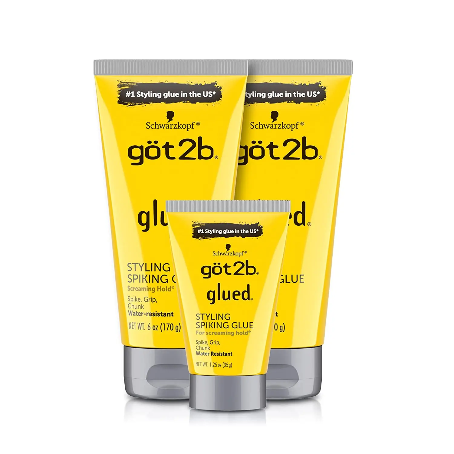 

Got2B Glued Spiking Glue Hair Gel Water Resistant Strong Hold for Up to 72 Hours Use for Screaming Hold Spike Grip Chunk 35Gg150