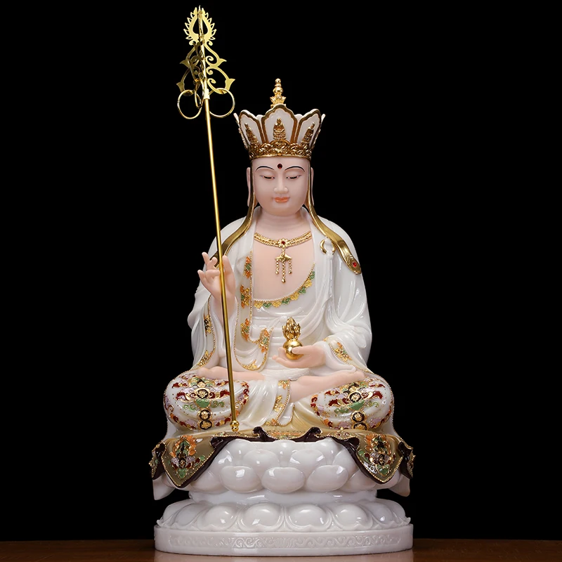 Treasure High grade jade color gilding Di zang pusa Buddha statue Buddhism ksitigarbha HOME FAMILY Effective