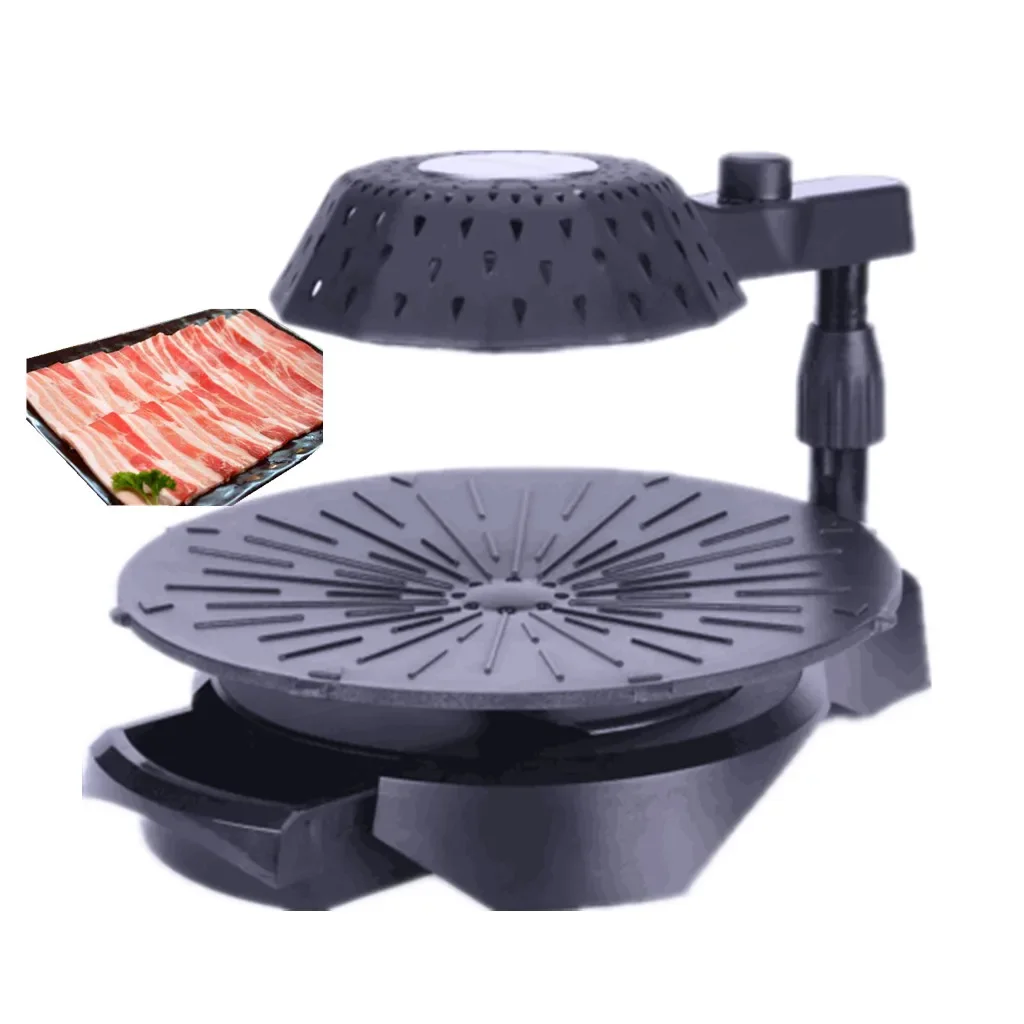 

360C rotation baking pan electric roaster 3d Infrared barbecue grills Korean smokeless table BBQ Grill with exhaust fans