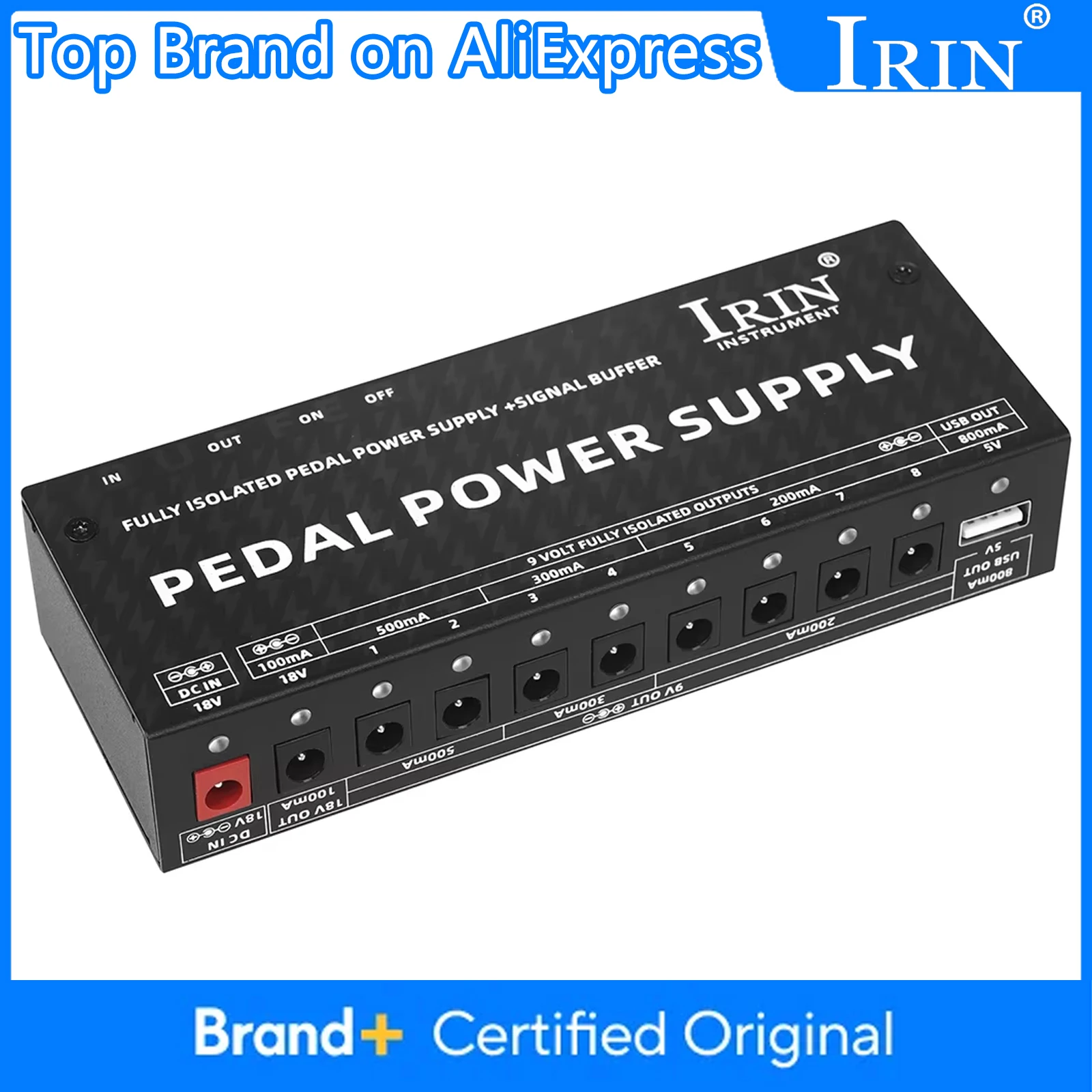

IRIN PW-2 Guitar Pedal Power Supply 10 Isolated Output 9V 18V/5V USB Output Protection Electric Guitar Parts & Accessories