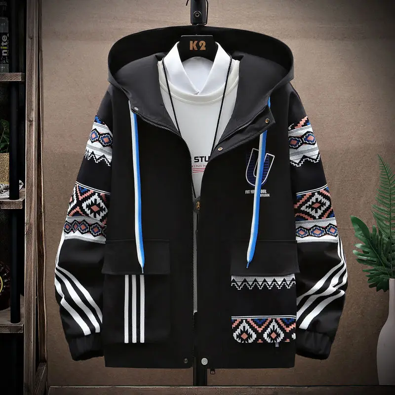 Autumn 2024 New Men\'s Jacket Coat Men\'s Loose Trendy Top Clothes Hooded All-match Cardigan