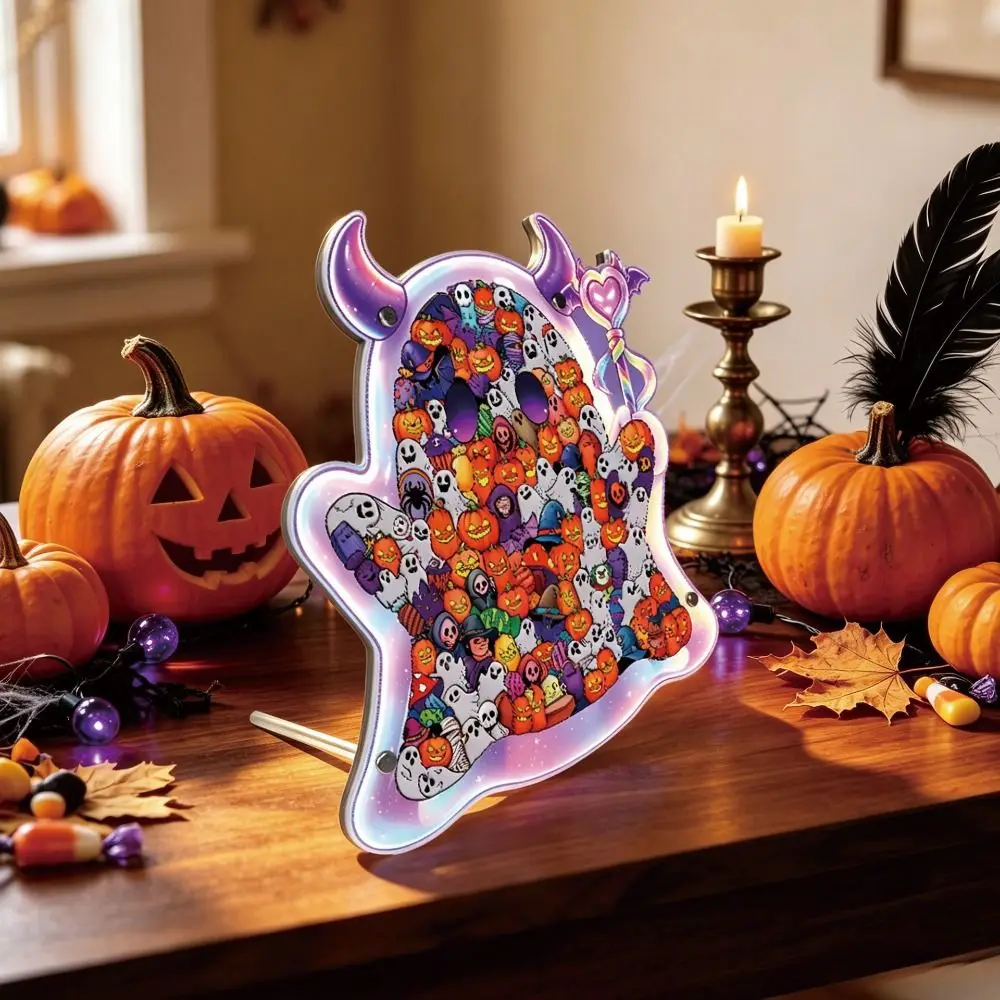 127-piece Morandi-colored Ghost-shaped Puzzle Macaron Color DIY Cute Ghost-shaped Jigsaw Puzzle Halloween Theme Cut Ghost Pieces