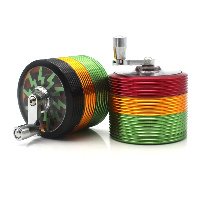 Aluminum Alloy Four-layer Smoke Grinder 63mm New Thread Hand-cranked Color Matching Metal Grinder,