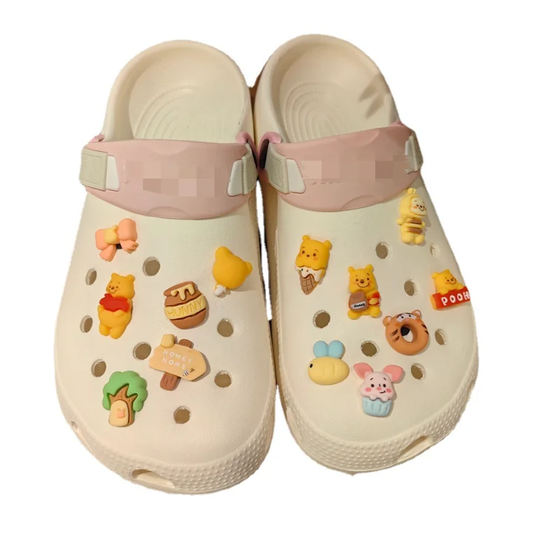 Cute Anime Winnie Bear Shoe Charm for Crocs Charms 13pcs Pack Sale for Crocs Shoes Accessories Girls Cartoon Shoes Decor Gifts