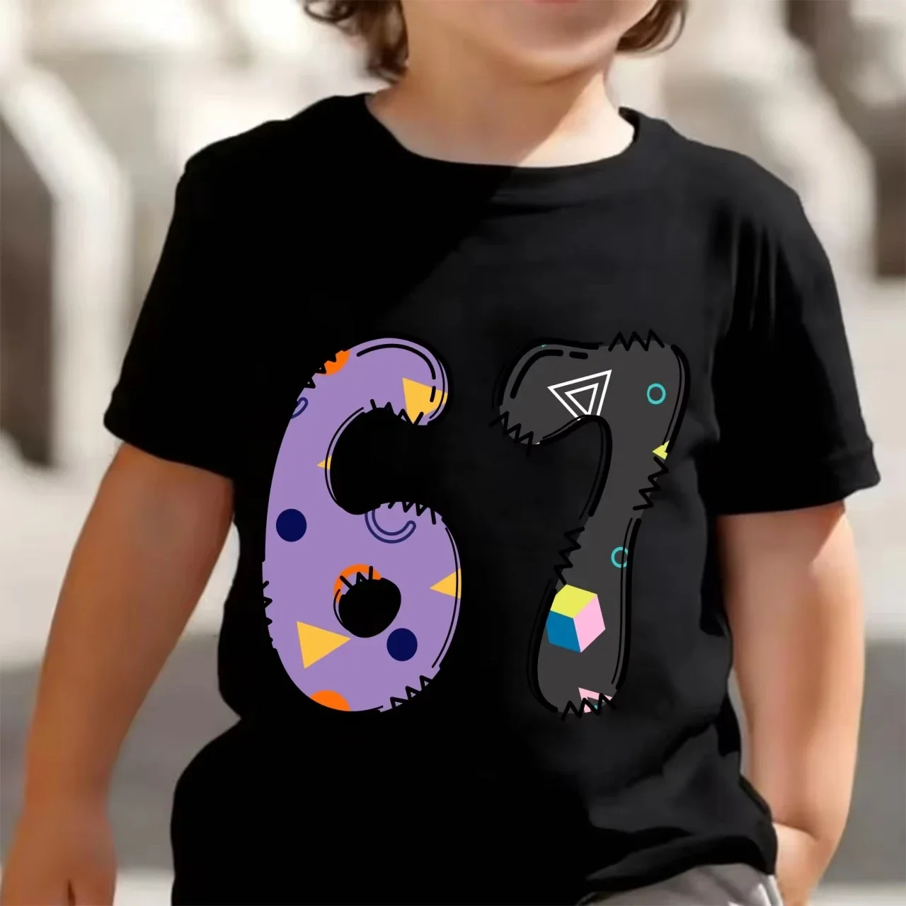 Kids 67 Birthday Graphic T Shirt Cartoon Tiger Owl Party Hat Candle Number Print Boys Girls Short Sleeve Party Tee