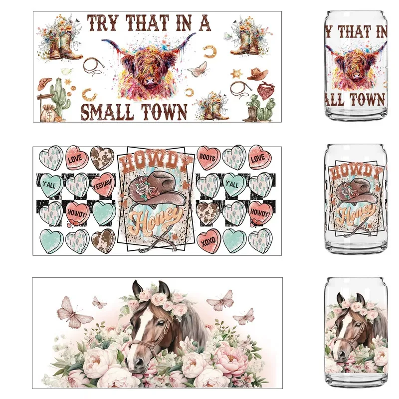 25 Style Cottagecore Country style cow girls Party DIY Decals 3D UV transfers uvdtf tumbler seal stickers 16oz uv dtf cup wraps