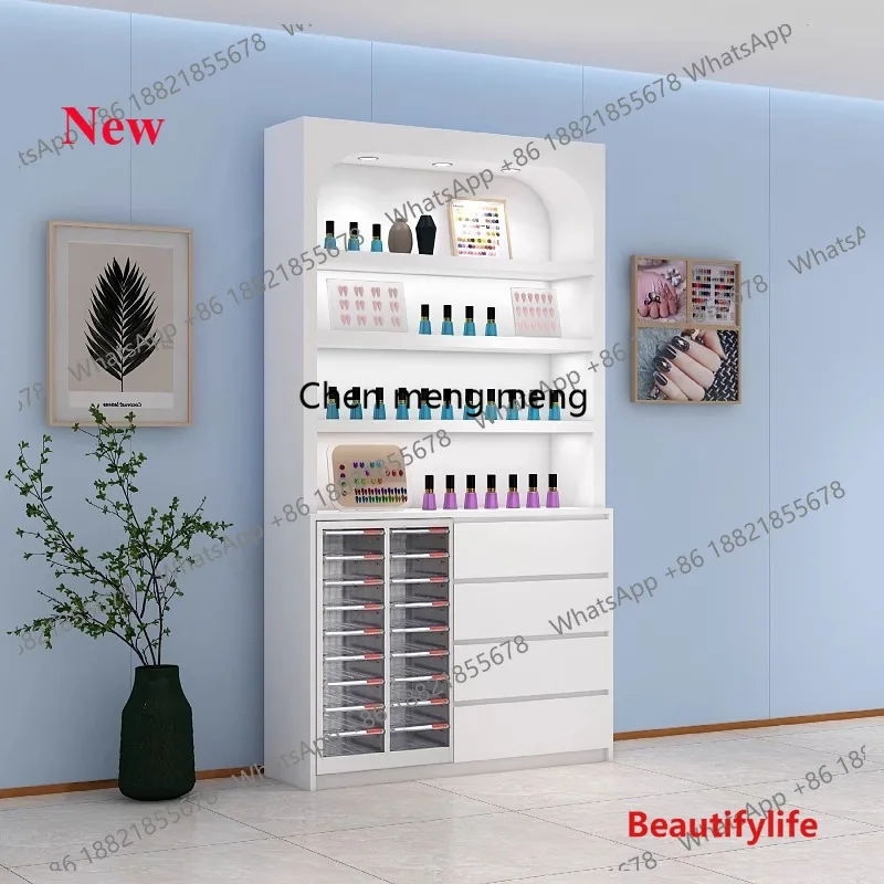 

a55 Modern Minimalist Nail Art Display Cabinet Nordic Creative Storage Design Cabinet High-grade Beauty Salon Office Furniture