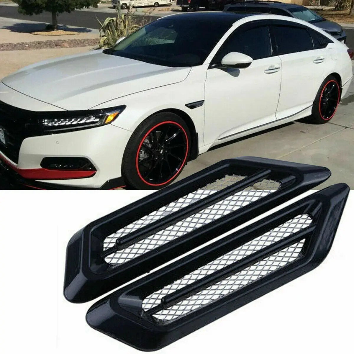 

1 Pair Auto Car Side Air Flow Vent Fender Decorative Decor Stickers Accessories