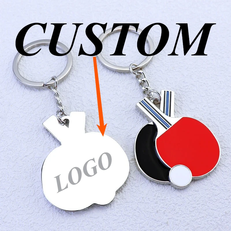 

1pc Custom Keychain Personalized Metal High-value Table Tennis Pendant Customized Key Ring Car Accessories Gift Wholesale