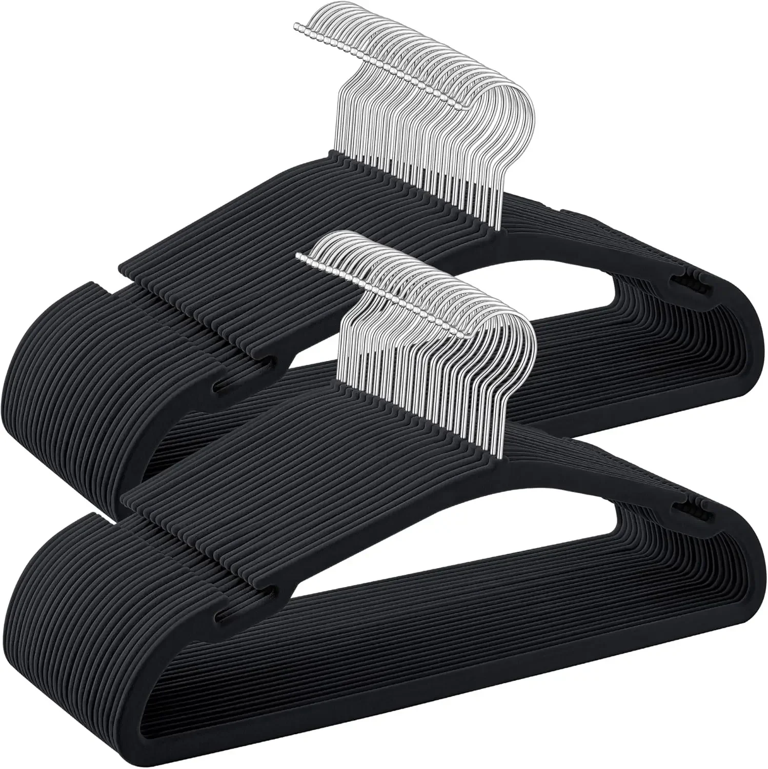 

Velvet Hangers 50 Pack, Non-Slip Clothes Hangers, 17 x 8.3 Inches, Coat Hangers with Wide Shoulder Notches, Pants Bar