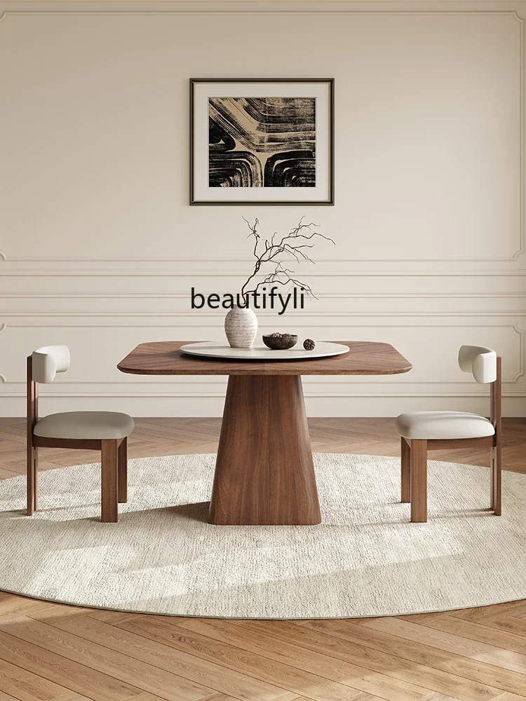 

02Chinese Ancient Style Black Walnut Wood Table Home Small Apartment Restaurant Modern Minimalist Nordic SCCuare Full Real Wood
