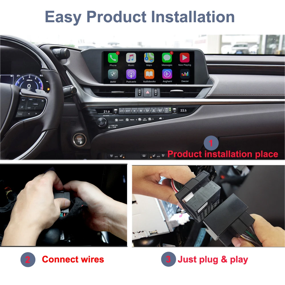 SINOSMART Wireless CarPlay/Android auto decoder module For Lexus RX/LC/RC 2016+ LX 2015+ UX 2017+ GS 2012+