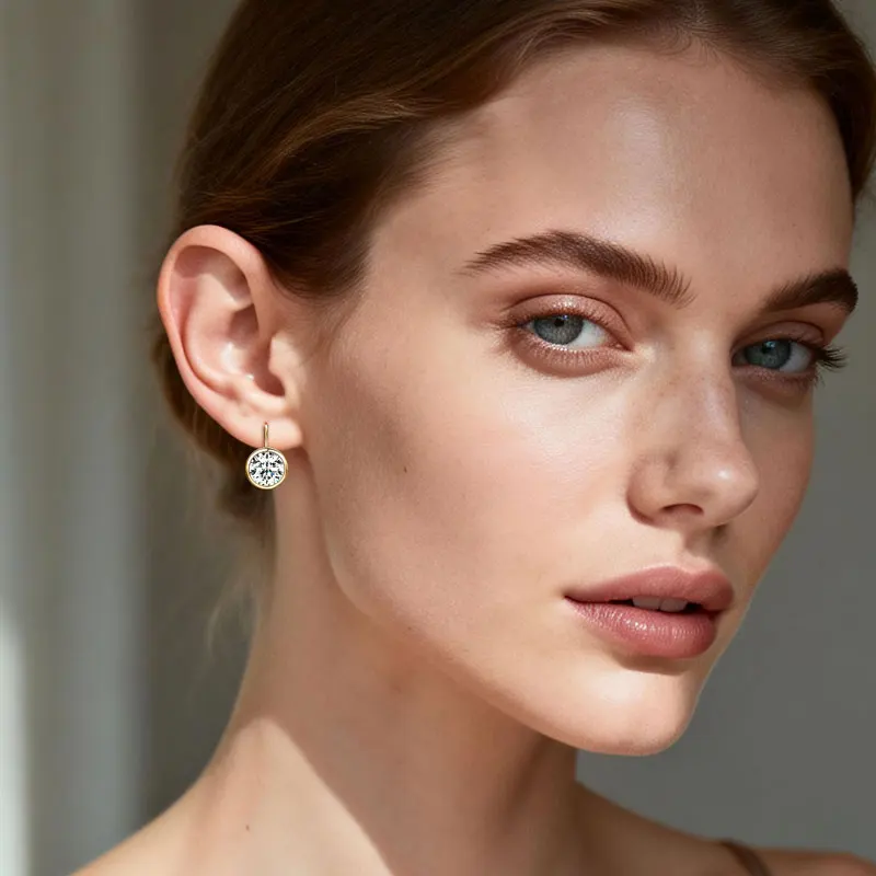 Lnkry 6.5MM/8MM Moissanite Hoop Earring 14k Gold-Filled Sparling Lab Diamond Leverback Earrings for Women Gift - view 6