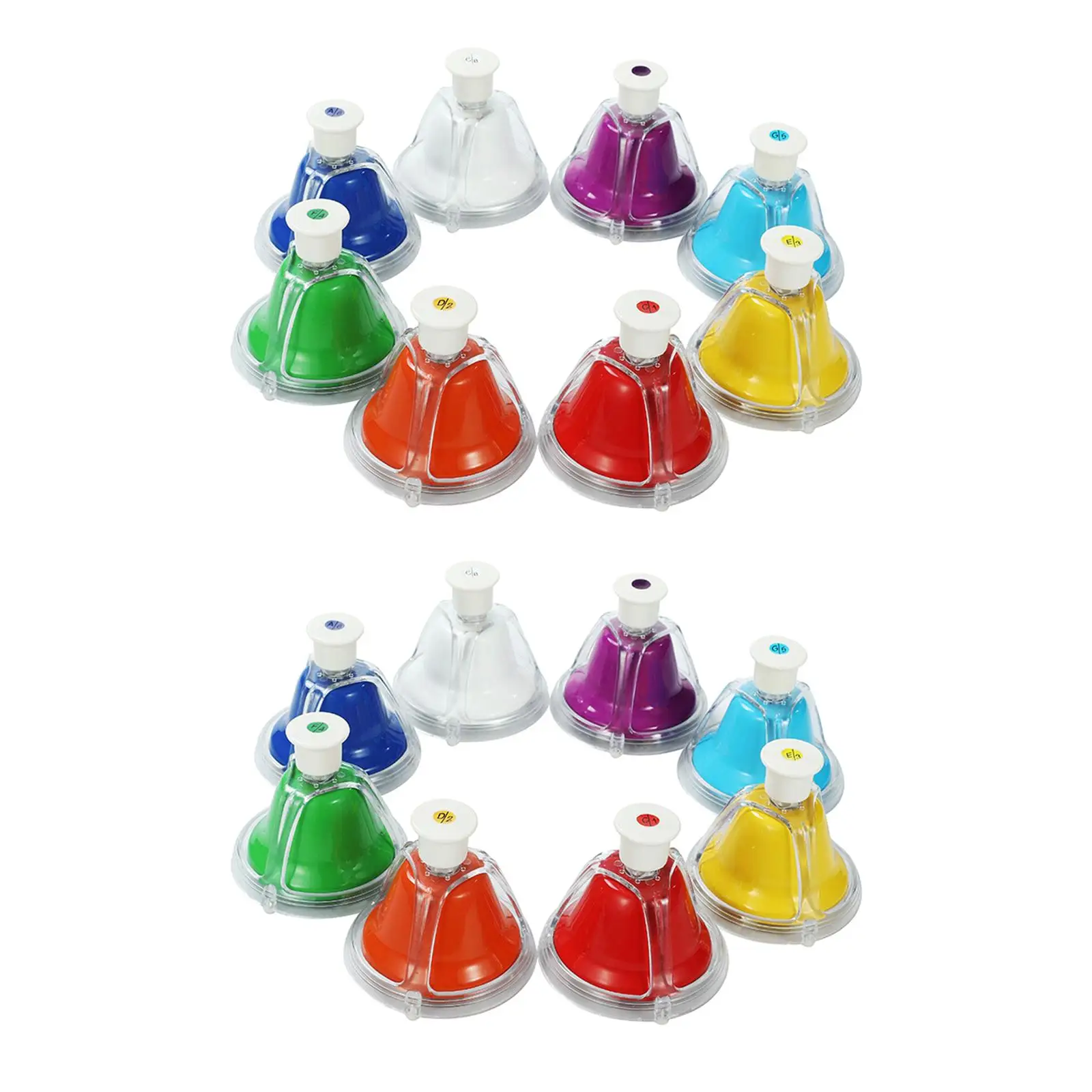 8 Notes Colorful Hand Bells Set Holiday Gift Educational Rainbow Colors Music Be