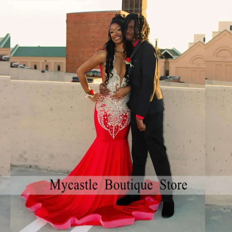 

Блестящее оранжевое платье русалки для выпускного вечера по индивидуальному заказу 2026 для черных девочек, вечернее платье с кристаллами и бисером 0, Vestido Graduación