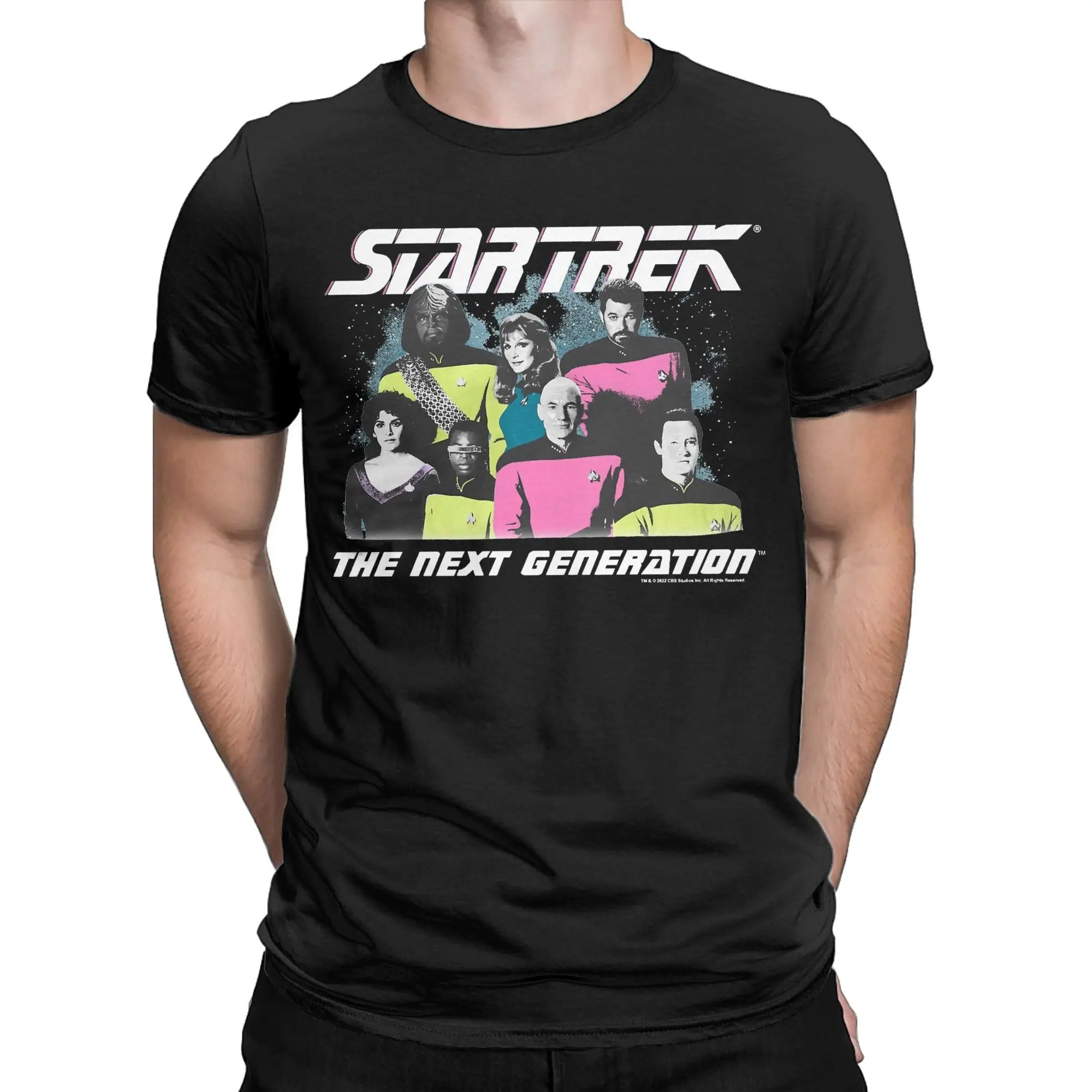 Men Women Graphic Print Star Trek- The Next Generation Neon Pop Crew Portrait T Shirt Tee Cotton  T-shirts Clothing