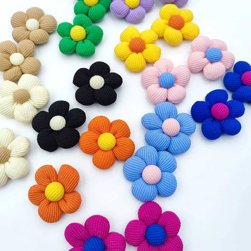 5pc Flower Filling Cotton Hair Accessories DIY Clothing Headwear Bags Shoes Crochet Flowers Applique Socks Hats Personality